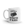 Funny 'Easily Distracted by Blocks' Mug for Car Engine Mechanics - 11oz Novelty Coffee Cup