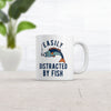 Funny 'Easily Distracted by Fish' Mug - Novelty Fishing Hook Design Coffee Cup - 11oz