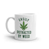 Funny 'Easily Distracted by Weed' Mug - 11oz Novelty Coffee Cup for Pot Smokers with 420 Leaf Graphic