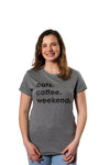  Cats Coffee Weekends Womens T Shirt 