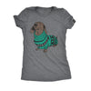  Dachshund In Christmas Sweater Womens T Shirt 