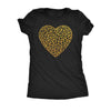  Gold Glitter Leopard Print Heart Womens T Shirt 