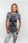  I Just Want To Drink Wine And Pet My Cat Womens T Shirt 