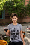  I Just Want To Drink Wine And Pet My Cat Womens T Shirt 