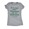  If It Costs Your Happiness Its Too Expensive Womens T Shirt 