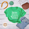  Irish Wishes And Shamrock Kisses Womens T Shirt 