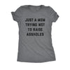  Just A Mom Trying Not To Raise Assholes Womens T Shirt 