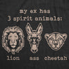  My Wife Has 3 Spirit Animals Lion Ass Cheetah Womens T Shirt 