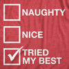  Naughty List Nice List Tried My Best Womens T Shirt 