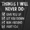  Things I Will Never Do Womens T Shirt 