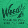  Weed Makes Me Feel Less Murdery Womens T Shirt 